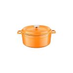 Nacario Lava Spring Serisi - Döküm Tencere, Yuvarlak, 28 Cm, Mat Emaye, Parlak Siyah Taban, Turuncu