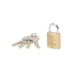 Nacario Master Lock 2930EURD Ekstra Kalın Prinç Anahtar Asma Kilit, Altın, 5,4 x 3 x 1,4 cm - Çok Renkli