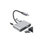 Nacario Nekuba 4K Usb-C To HDMI VGA Adapter, Çok Portlu Dönüştürücü, Gri, USB Flash Bellek Portu Ile, Dizüs