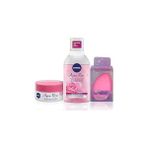 Nacario Nivea Aqua Micellar Çift Fazlı Makyaj Temizleme Suyu 400ML Nemlendirici Krem 50ML, Sünger H