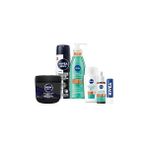 Nacario Nivea Men Damat Seti, Deodorant, Vücut Kremi, Renksiz Dudak Kremi, Karşıtı Jel, Serum, Güneş Kremi