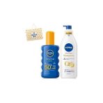 Nacario Nivea Sun Güneş Koruyucu Vücut Spreyi 200ML SPF50 Q10 Sıkılaştırıcı Vücut Losyonu 200ML, Çanta H
