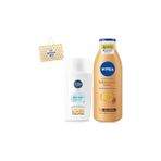 Nacario Nivea Sun Hafif Dokulu Yüz Kremi 40ML SPF50 Q10 Sıkılaştırıcı Bronzluk Vücut Losyonu 200ML,ÇANTA