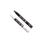 Nacario Posca Pc-1m Boya Sanatı Markör Kalemleri - Kumaş Cam Metal Kalem - Siyah + Beyaz (Her Birinden 1 Ad