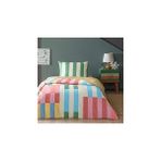 Nacario Taç Taffy ÇIZGILI%100 Pamuk Nevresim Takımı, Pembe, Tek Kişilik (Nevresim: 160X220 Cm/lastikli Çarş