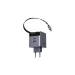 Nacario Ugreen 65W Makaralı Dahili Kablolu Gan Hızlı Şarj Cihazı, 2xusb-C, 1xusb-A, Gri, 65825
