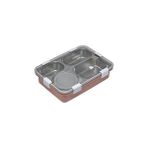 Nacario Vagonlife Bento 850ML Lunchbox Tek Katlı 4 Bölmeli Kaseli Çelik Sefer Tası Yemek Kutusu (Pembe)