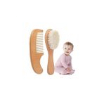 Nacario Xspring Bebek Saç Fırçası, 2 Parça Bebek Fırça Tarak Seti, Doğal Lotus Ahşap Yumuşak Keçi Kıl