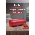 naft 1 Rulo Çöp Torbası Büzgülü Orta Boy Çilek Kokulu 10'lu Kalın 55x60 Çöp Poşeti (1 ADET)