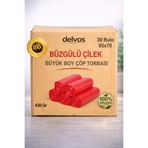 naft 30 Rulo Çilek Kokulu Büzgülü Büyük Boy Çöp Torbası 10'lu (1 KOLİ) 65x70 Çöp Poşeti 300 Adet
