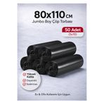naft Çöp Torbası Jumbo Boy 10’lu 5 Rulo Kalın 80x110 Çöp Poşeti Taşıma Taşınma Nakliye Poşeti