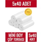 Naft Mini Boy Çöp Torbası 40'lı 5 Rulo 40X50 Küçük Boyutlu Koku Yapmayan Poşet