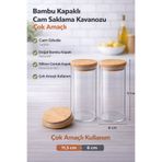 nagihome Bambu Kapaklı Vakumlu Borosilikat Cam Kavanoz 2adet Adet 270ml - Bambu Kapaklı Baharatlık
