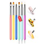 Nail Art fırça seti, tırnak sanatı için çok fonksiyonlu tırnak fırçaları, tırnak tasarımı fırçası, tırnak uzatma için jel tırnak fırçası, tırnak sanatı astar fırça, kendin yap için süsleyen aletler (6