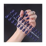 Nail Master 24'lü Badem Takma Tırnak Mavi Renk Uzun Tasarım için İdeal - Lacivert