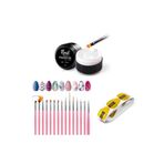 Nail Master Protez Tırnak Jeli 15ml 901 + 15li Fırça Seti + 50li Şablon