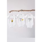 Naive Baby %100 Pamuklu Bebek Body - 3'lü Hala Set - Yazılı Zıbın