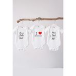 Naive Baby %100 Pamuklu Bebek Body - 3'lü Mom And Dad Set - Bebek Zıbın Badi - Yazılı Zıbın