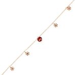 Najm Al Sahra 925 Ayar Rose Gümüş Yuvarlak Garnet Taşlı Kar Tanesi Halhal