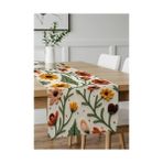 Nakış Desen Dijital Baskılı Sarı Turuncu Sonbahar Çiçek Desenli Masa Örtüsü 45X100 cm - Option-1 - 0 - Siyah