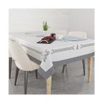 Nakış Efektli Gri Lale Desenli Baskılı Masa Örtüsü - 120 x 150 cm