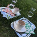 Nakış Konsept Kalpli Çiçek Motifli 2li Kokteyl Peçete - 15 x 15 cm - Yeşil