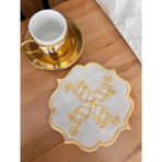 Nakış Konsept Maraş Işi Lale Motif Işlemeli 1 Adet Kokteyl Peçete - 15 x 15 cm - Sarı