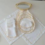 Nakış Konsept Otantik Desenli Nakış Işlemeli 6 Kişilik 19 Parça Sofra Servis Takımı - 15 x 15 cm - Sarı