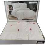 Nakışlı Fırfırlı Nevresim Takımı Çift Kişilik - Krem - 200 x 220 cm