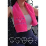 Nakışlı Spor Havlusu, Ter Emici Spor Havlusu, Fitness Havlusu, Antrenman Havlusu - Fuşya - 30 x 90 cm