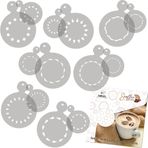 NAKLEO Kahve Kurabiye Dekorasyonu Yeniden Kullanılabilir Plastik Pişirme Şablonu - 7x7 cm ve 11x11 cm / 2.8'x2.8' ve 4.3'x4.3' - Daireler Süsleme Bordürü - Sanat El İşi Kendin Yap Bisküvi Pasta Pasta