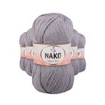 Nako 11538 5 Adet 100 gr Gri Süper İnci El Örgü İpi