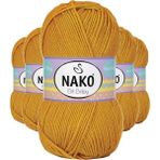 Nako 1636 Elite Baby 5 Adet Parlak Altın El Örgü İpi Tüylenmeyen Bebek Yünü