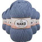 Nako 1986 Süper İnci 5 Adet 100 gr Kot Mavi El Örgü İpi