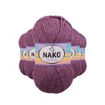 Nako 21352 5 Adet Pembe Gri Elite Baby El Örgü İpi Tüylenmeyen Bebek Yünü