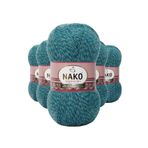 Nako 21357 Petrol Muline 5 Adet Angora Lüks El Örgü İpi
