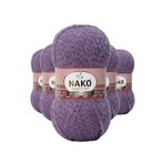 Nako 21360 Angora 5 Adet Lila Muline Lüks El Örgü İpi