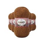Nako 21361 Angora 5 Adet Hardal Muline Lüks El Örgü İpi
