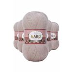Nako 3079 Pembeli Gri 5 Adet Angora Lüks El Örgü İpi