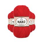 Nako 6741 5 Adet Gelincik Kırmızı Pırlanta Amigurumi El Örgü İpi Yünü