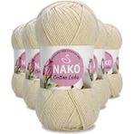 Nako 97543 Açık Bej 5 Adet Cotton Lüks Yelek Tunik Kazak Bluz Hırka İpi Yünü