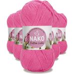 Nako 97550 Koyu Pembe 5 Adet Cotton Lüks Yelek Tunik Kazak Bluz Hırka İpi Yünü