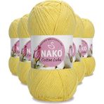 Nako 97554 Açık Sarı 5 Adet Cotton Lüks Yelek Tunik Kazak Bluz Hırka İpi Yünü