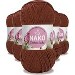 Nako 97556 Kızıl Kahve 5 Adet Cotton Lüks Yelek Tunik Kazak Bluz Hırka İpi Yünü