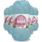 Nako 97564 Buz Mavi 5 Adet Cotton Lüks Yelek Tunik Kazak Bluz Hırka İpi Yünü
