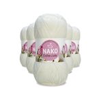Nako 97570 5 Adet Süt Beyaz Cotton Lüks Yelek Tunik Kazak Bluz Hırka İpi Yünü