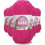 Nako 97572 Fuşya 5 Adet Cotton Lüks Yelek Tunik Kazak Bluz Hırka İpi Yünü