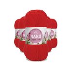 Nako 97573 Kırmızı 5 Adet Cotton Lüks Yelek Tunik Kazak Bluz Hırka İpi Yünü