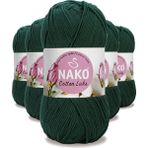 Nako 97580 Koyu Yeşil 5 Adet Cotton Lüks Yelek Tunik Kazak Bluz Hırka İpi Yünü