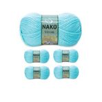 Nako No: 10535 Vizon Premium Akrilik 5 Adet Açık Turkuaz El Örgü İpi Yünü